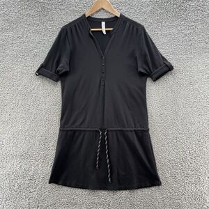 Indigenous Dress Womens Medium Black Blouson Organic Cotton T Shirt Mini Coverup